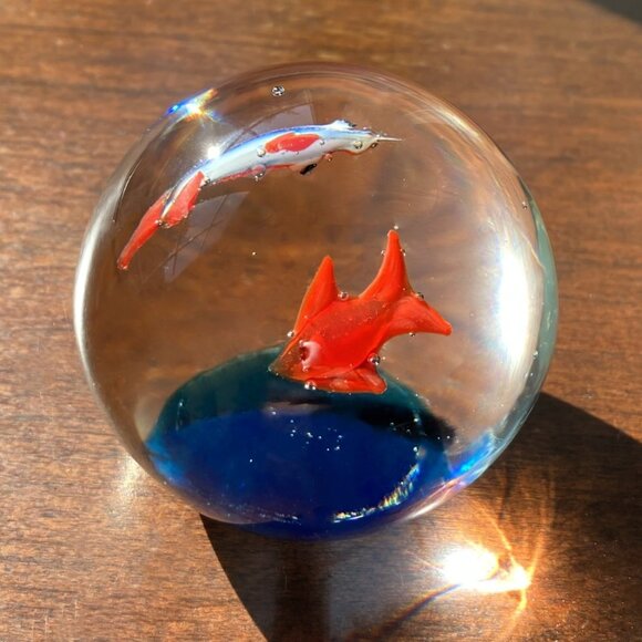 Murano Glass Aquarium Koi Fish Paperweight, Attributed to Dal Borgo Venice Italy - Picture 4 of 10